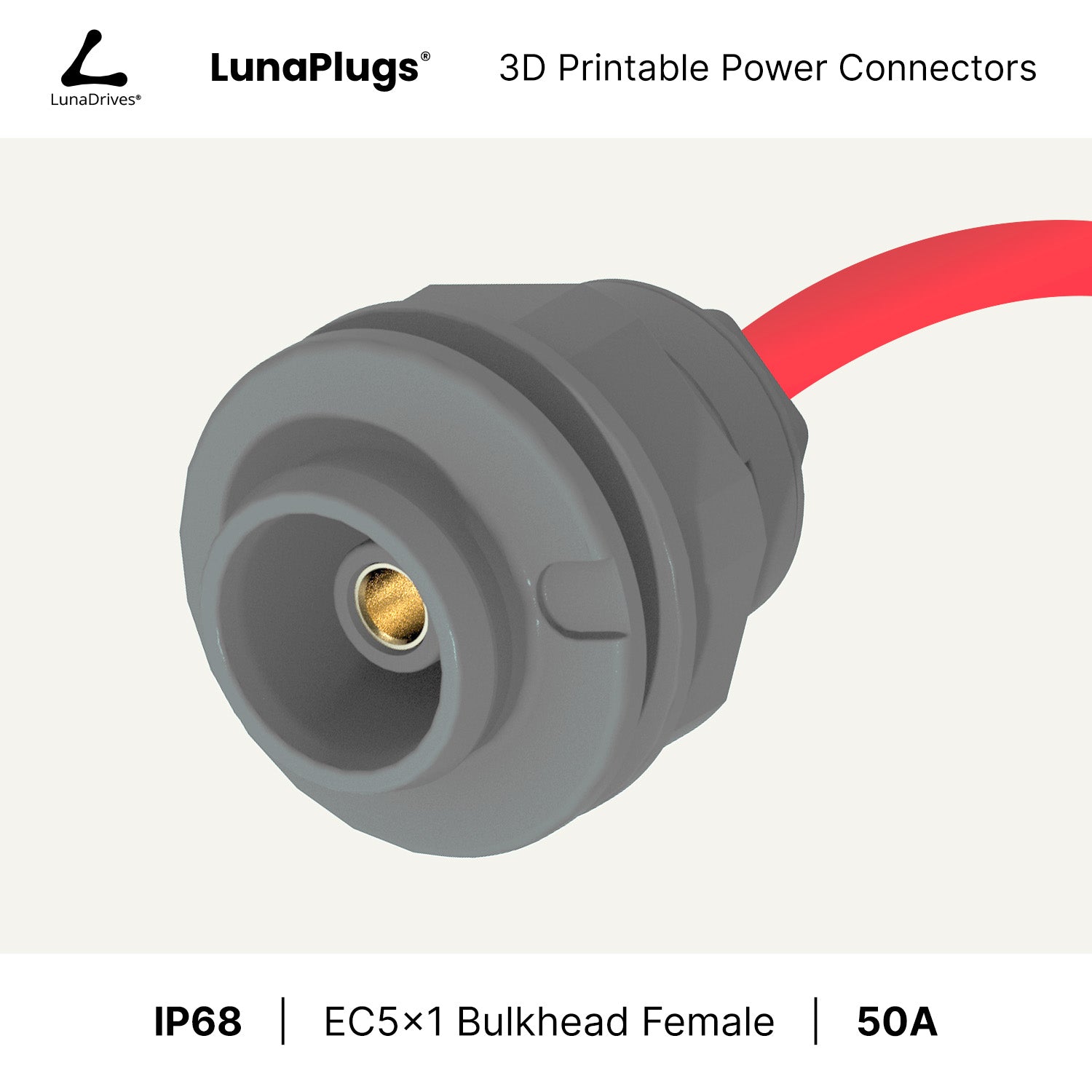 EC5x1 - 50 Amps, IP68 - Bulkhead Female Connector - LunaDrives®