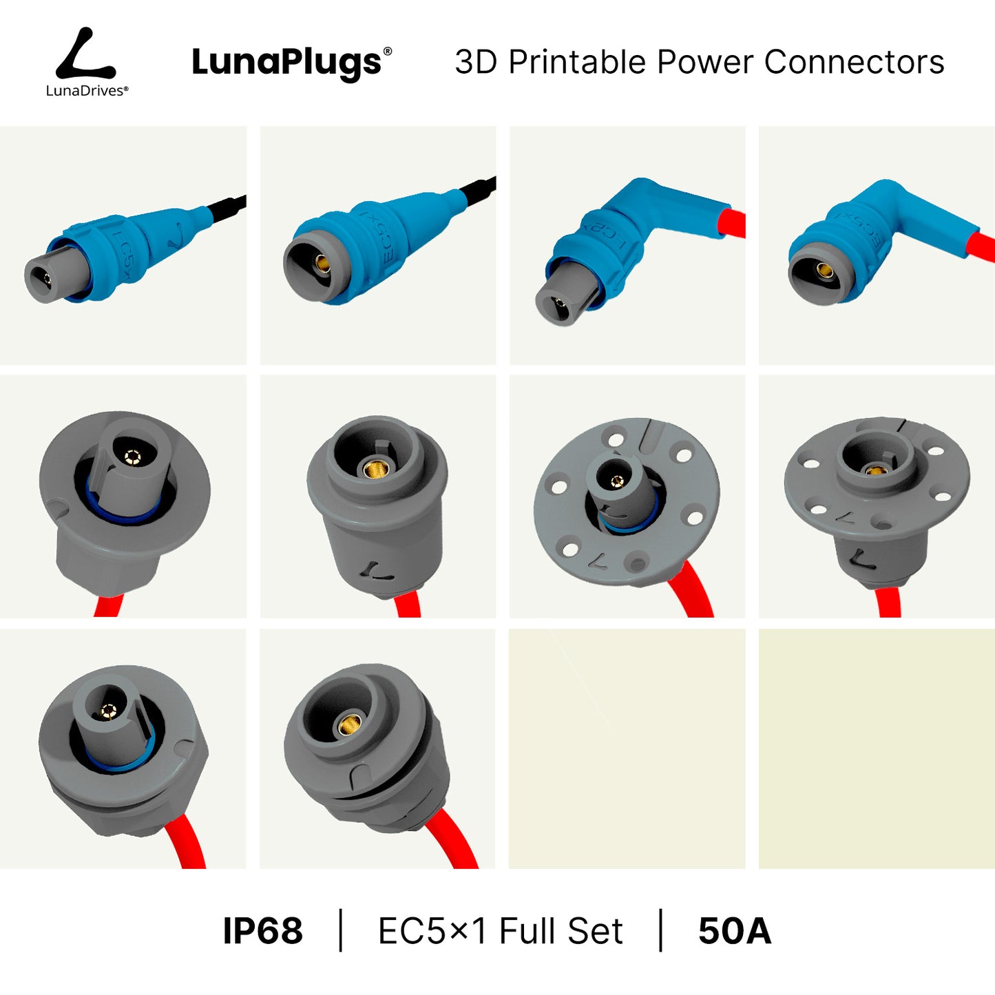 EC5x1 - 50 Amps, IP68 - Full Set - LunaDrives®
