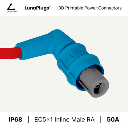 EC5x1 - 50 Amps, IP68 - Inline Male Connector - LunaDrives®