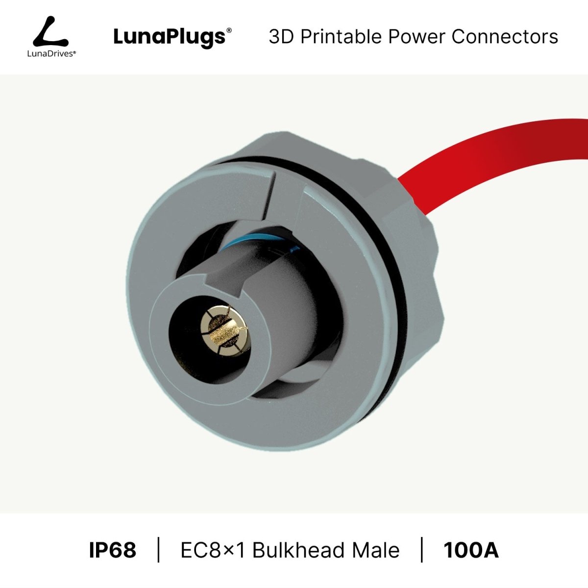 EC8x1 - 100 Amps, IP68 - Bulkhead Male Connector - LunaDrives®