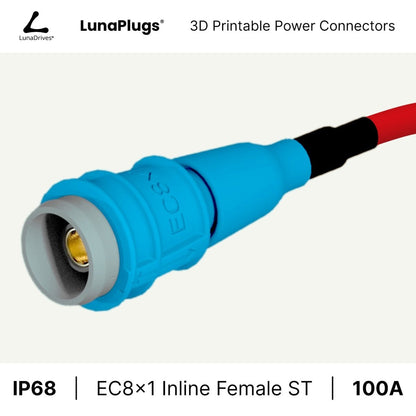 EC8x1 - 100 Amps, IP68 - Inline Female Connector - LunaDrives®