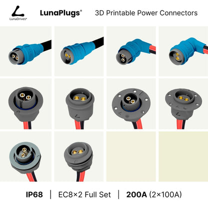 EC8x2 - 200 Amps, IP68 - Full Set - LunaDrives®